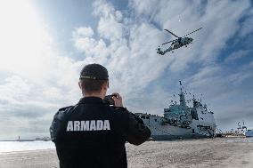 Amphibious Ship Galicia Arrives At The Port Of Valencia