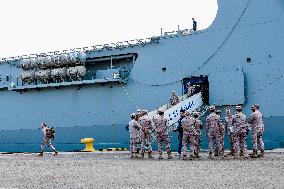 Amphibious Ship Galicia Arrives At The Port Of Valencia