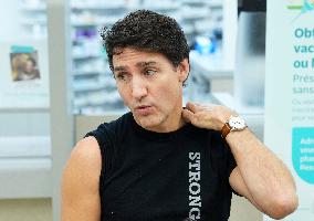 Justin Trudeau Receives His COVID-19 Booster Shot - Ottawa