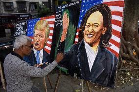 Indian Art Teacher Paints Portrait of Kamala Harris Ahead of 2024 US Elections in Mumbai