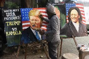 Indian Art Teacher Paints Portrait of Kamala Harris Ahead of 2024 US Elections in Mumbai