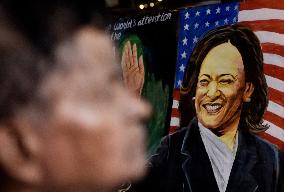 Indian Art Teacher Paints Portrait of Kamala Harris Ahead of 2024 US Elections in Mumbai