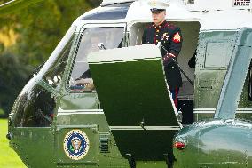 President Biden Returns To The White House On The Eve Of The 2024 Presidential Election.