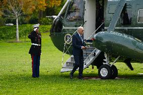 President Biden Returns To The White House On The Eve Of The 2024 Presidential Election.