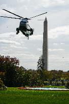 President Biden Returns To The White House On The Eve Of The 2024 Presidential Election.