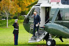 President Biden Returns To The White House On The Eve Of The 2024 Presidential Election.