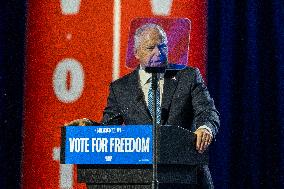 Governor Tim Walz Hold Last Wisconsin Rally Pre-election In Milwaukee Wisconsin.