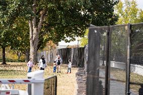 Nov 4th Washington DC 2024 Crews Out Side  Howard University  And The White House Putting Up Fencing