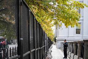 Nov 4th Washington DC 2024 Crews Out Side  Howard University  And The White House Putting Up Fencing