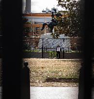 Nov 4th Washington DC 2024 Crews Out Side  Howard University  And The White House Putting Up Fencing