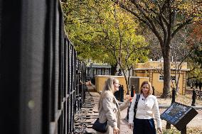 Nov 4th Washington DC 2024 Crews Out Side  Howard University  And The White House Putting Up Fencing