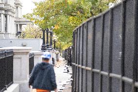 Nov 4th Washington DC 2024 Crews Out Side  Howard University  And The White House Putting Up Fencing