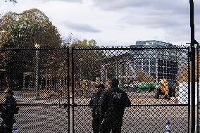 Nov 4th Washington DC 2024 Crews Out Side  Howard University  And The White House Putting Up Fencing