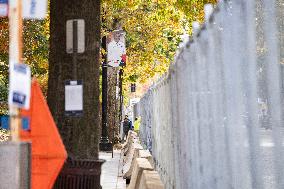 Nov 4th Washington DC 2024 Crews Out Side  Howard University  And The White House Putting Up Fencing