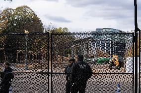 Nov 4th Washington DC 2024 Crews Out Side  Howard University  And The White House Putting Up Fencing