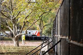 Nov 4th Washington DC 2024 Crews Out Side  Howard University  And The White House Putting Up Fencing