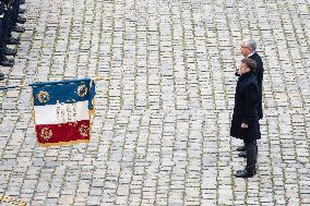 Presidents Macron And Tokaiev At Military Ceremony At Hotel Des Invalides - Paris