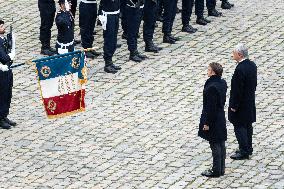 Presidents Macron And Tokaiev At Military Ceremony At Hotel Des Invalides - Paris