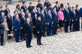 Presidents Macron And Tokaiev At Military Ceremony At Hotel Des Invalides - Paris