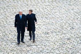 Presidents Macron And Tokaiev At Military Ceremony At Hotel Des Invalides - Paris