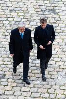 Presidents Macron And Tokaiev At Military Ceremony At Hotel Des Invalides - Paris