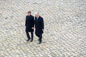 Presidents Macron And Tokaiev At Military Ceremony At Hotel Des Invalides - Paris