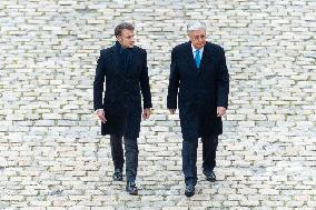 Presidents Macron And Tokaiev At Military Ceremony At Hotel Des Invalides - Paris