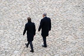 Presidents Macron And Tokaiev At Military Ceremony At Hotel Des Invalides - Paris