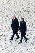 Presidents Macron And Tokaiev At Military Ceremony At Hotel Des Invalides - Paris