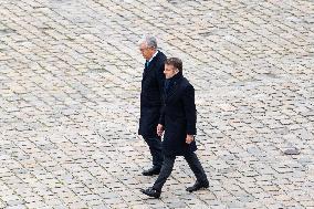 Presidents Macron And Tokaiev At Military Ceremony At Hotel Des Invalides - Paris