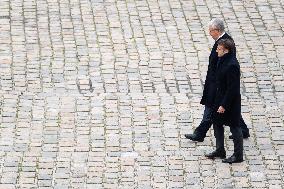 Presidents Macron And Tokaiev At Military Ceremony At Hotel Des Invalides - Paris