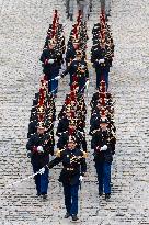 Presidents Macron And Tokaiev At Military Ceremony At Hotel Des Invalides - Paris