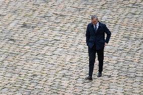 Presidents Macron And Tokaiev At Military Ceremony At Hotel Des Invalides - Paris