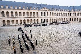 Presidents Macron And Tokaiev At Military Ceremony At Hotel Des Invalides - Paris