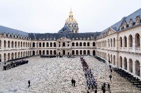 Presidents Macron And Tokaiev At Military Ceremony At Hotel Des Invalides - Paris