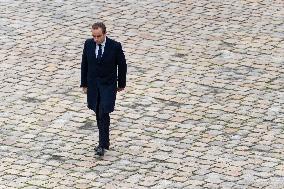 Presidents Macron And Tokaiev At Military Ceremony At Hotel Des Invalides - Paris