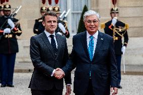 Kassym-Jomart Tokaiev, President Of Kazakhstan, Welcomed By Emmanuel Macron