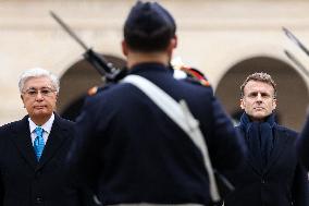 Emmanuel Macron Welcomes Kassym-Jomart Tokayev At Invalides - Paris