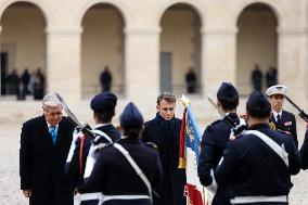 Emmanuel Macron Welcomes Kassym-Jomart Tokayev At Invalides - Paris