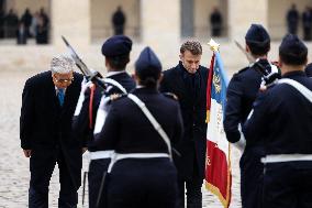 Emmanuel Macron Welcomes Kassym-Jomart Tokayev At Invalides - Paris