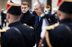 Emmanuel Macron Welcomes Kassym-Jomart Tokayev At Invalides - Paris