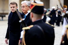 Emmanuel Macron Welcomes Kassym-Jomart Tokayev At Invalides - Paris