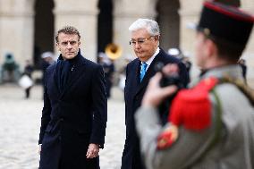 Emmanuel Macron Welcomes Kassym-Jomart Tokayev At Invalides - Paris