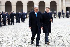 Emmanuel Macron Welcomes Kassym-Jomart Tokayev At Invalides - Paris