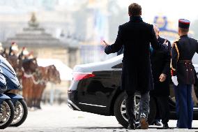 Emmanuel Macron Welcomes Kassym-Jomart Tokayev At Invalides - Paris