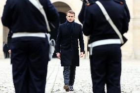 Emmanuel Macron Welcomes Kassym-Jomart Tokayev At Invalides - Paris