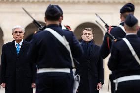 Emmanuel Macron Welcomes Kassym-Jomart Tokayev At Invalides - Paris