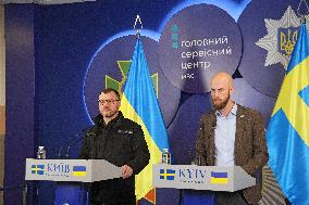 Briefing of Ukrainian Interior Minister and Swedish Civil Defence Minister in Kyiv