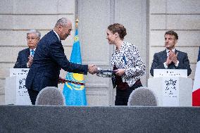 Agreement Signing Ceremony During Tokayev's State Visit - Paris