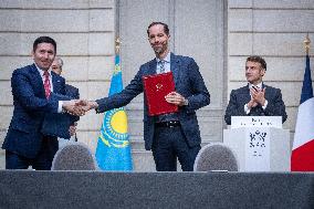 Agreement Signing Ceremony During Tokayev's State Visit - Paris